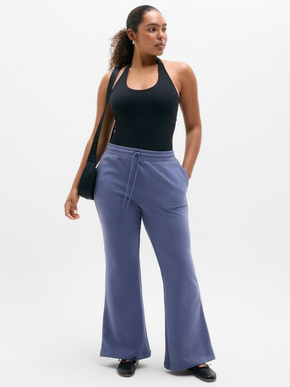 Athleta L Large Forever Fleece Mid Rise Flare Pant Celestial NWT! #845217